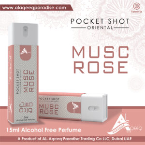 musc rose Pocket Shot Alcohol Free Perfume Al Aqeeq Paradise Dubai Pocket Perfume